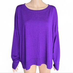 Eileen Fisher Merino Wool Violet Sweater Lightweight Italian Knit